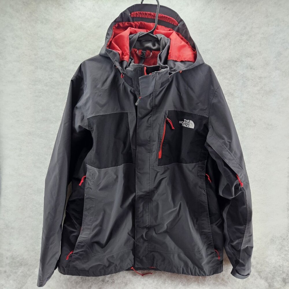 The North Face Men's Hyvent Black Gray Zip Up Hooded Jacket Coat XL SHELL ONLY - Picture 1 of 14